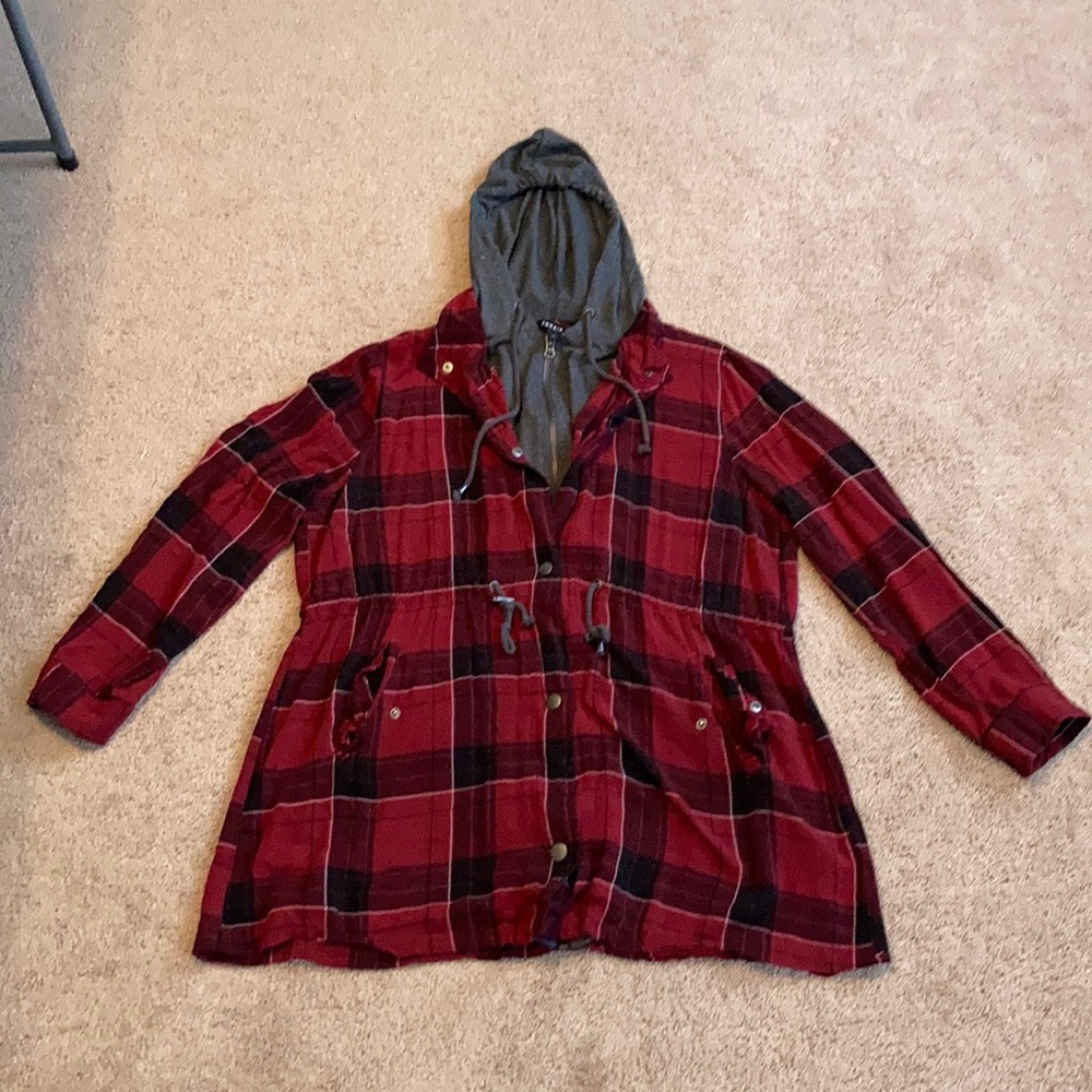 Plaid long sleeve tunic shirt